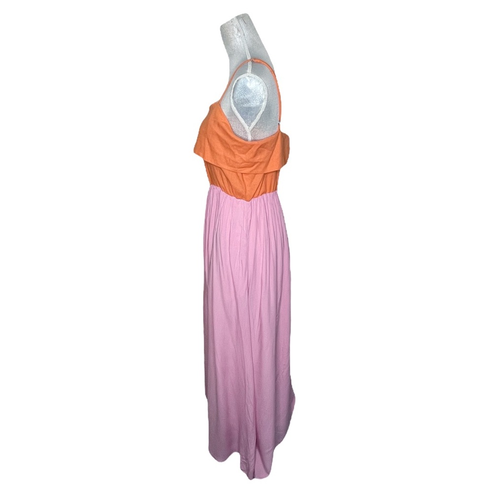 NWT Kiki + Mason Colorblock Ruffle Top Linen Blend Maxi Dress Large - Picture 5 of 10